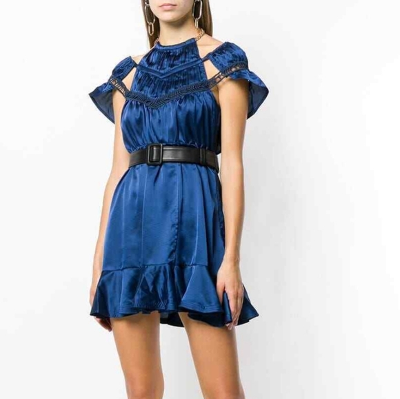 🍒NWT🍒 SELF PORTRAIT SATIN MINI DRESS - Picture 6 of 12